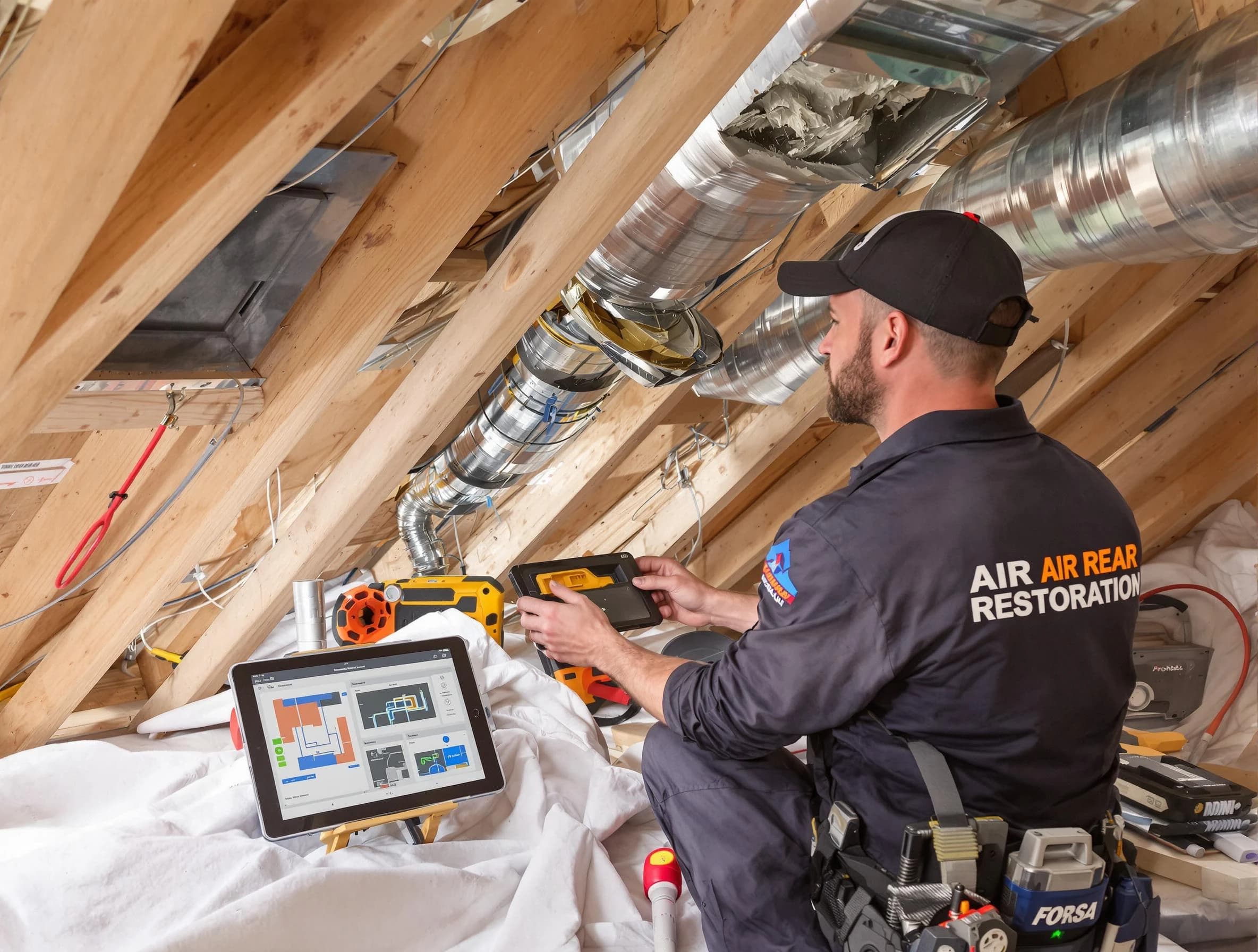 Chandler Air Duct Cleaning technician performing precise duct repair work in Chandler