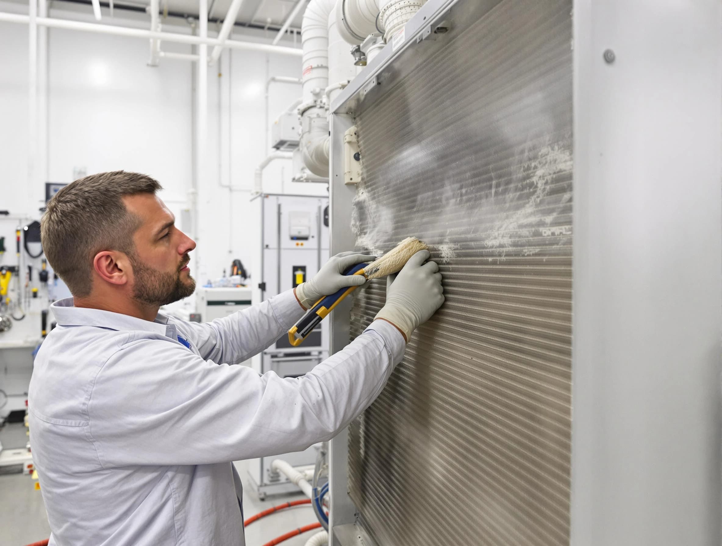Chandler Air Duct Cleaning technician performing precision commercial coil cleaning at a Chandler business