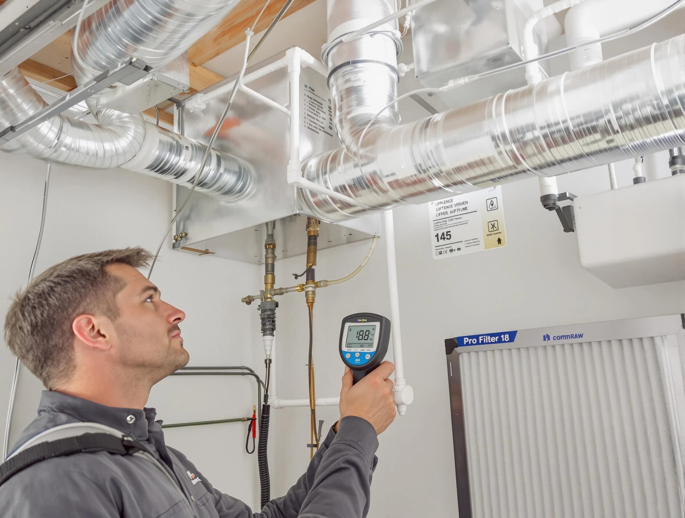 Chandler Air Duct Cleaning expert conducting detailed filter system inspection using diagnostic tools in Chandler
