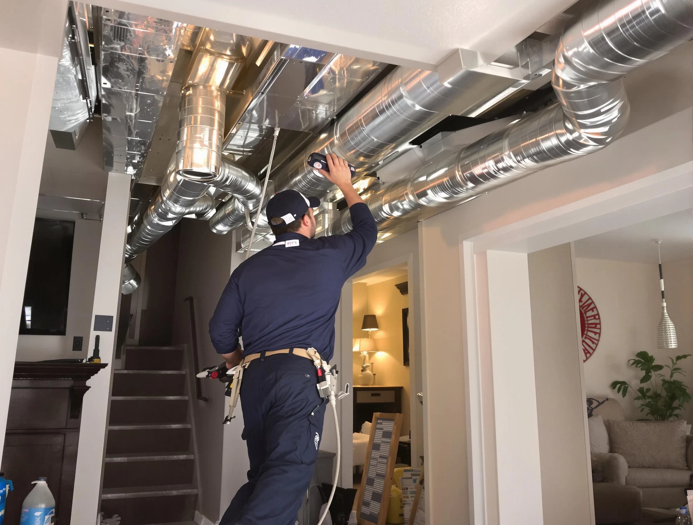 Chandler Air Duct Cleaning expert performing specialized duct cleaning in a mobile home in Chandler