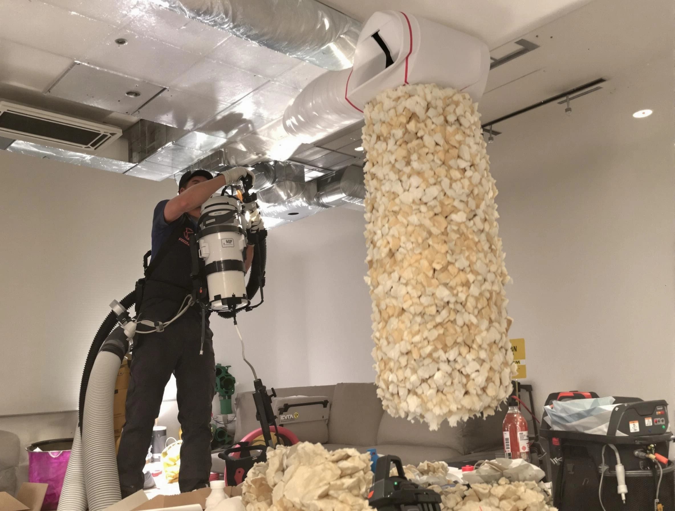 Chandler Air Duct Cleaning technician performing precision vacuum insulation removal in a residential property in Chandler