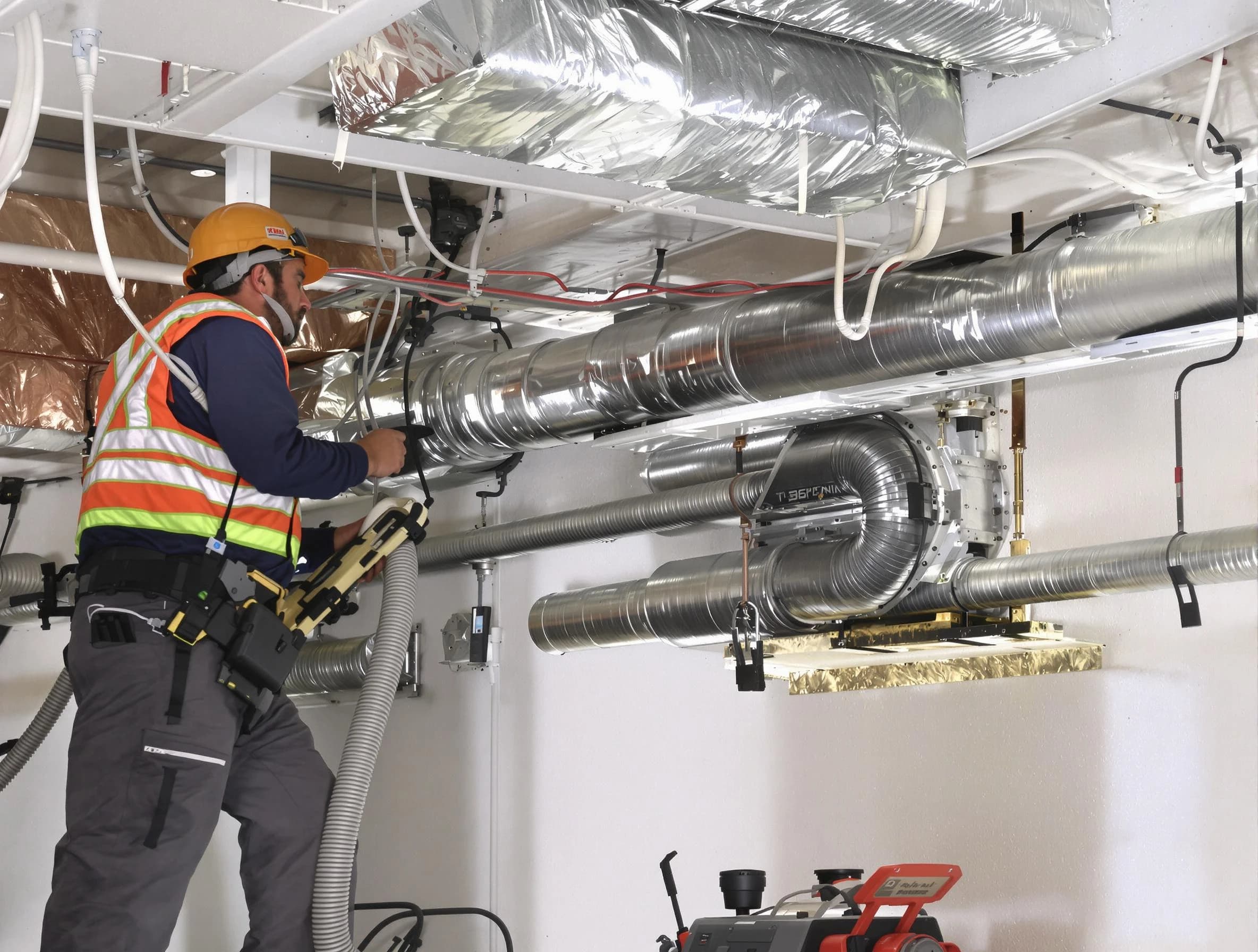 Chandler Air Duct Cleaning technician performing precision vacuum insulation removal in a residential property in Chandler